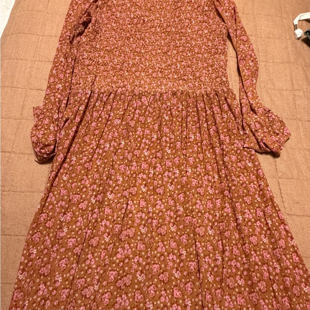 Free People Brown and Pink Floral Maxi Dress